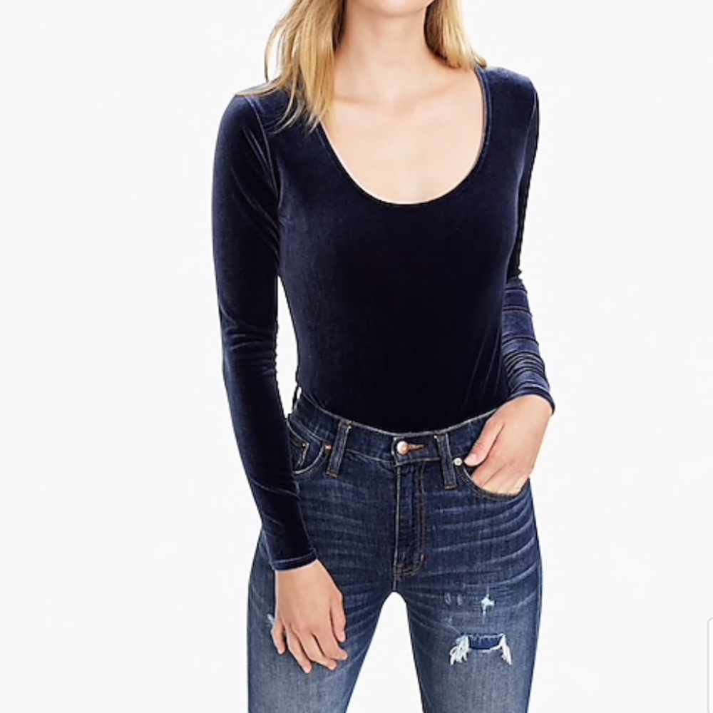 J. Crew Scoopneck Stretch Velvet Bodysuit
